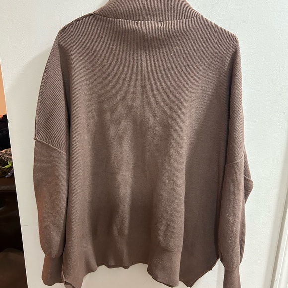 Lillusory Women's Brown Quarter Zip Oversize Pullover Sweater Size XL - Picture 2 of 3